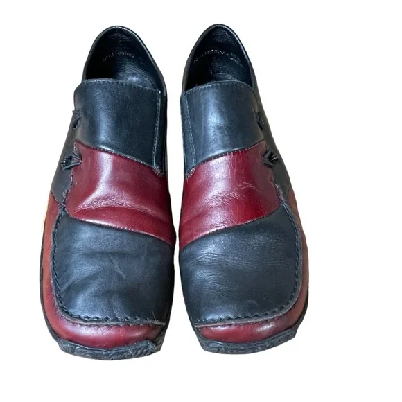 Rieker Celia Slip on Loafer Shoe Black/Red Leather Women’s Size 41 (10.5) - Picture 2 of 10